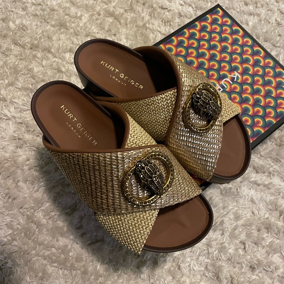 Kurt Geiger Gold and Brown Women's Sandals - Picture 8 of 10
